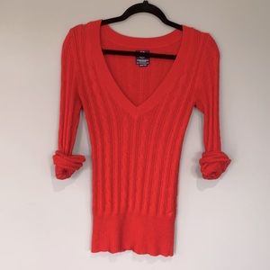 Long Sleeve American Eagle Knit Sweater V Neck